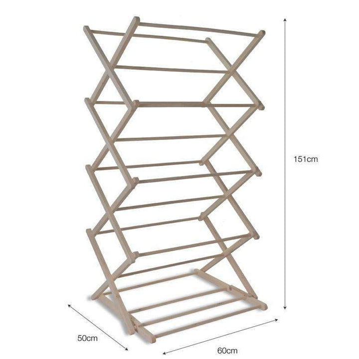 Folding Wooden Clothes Horse - Beech5 - Duck Barn Interiors