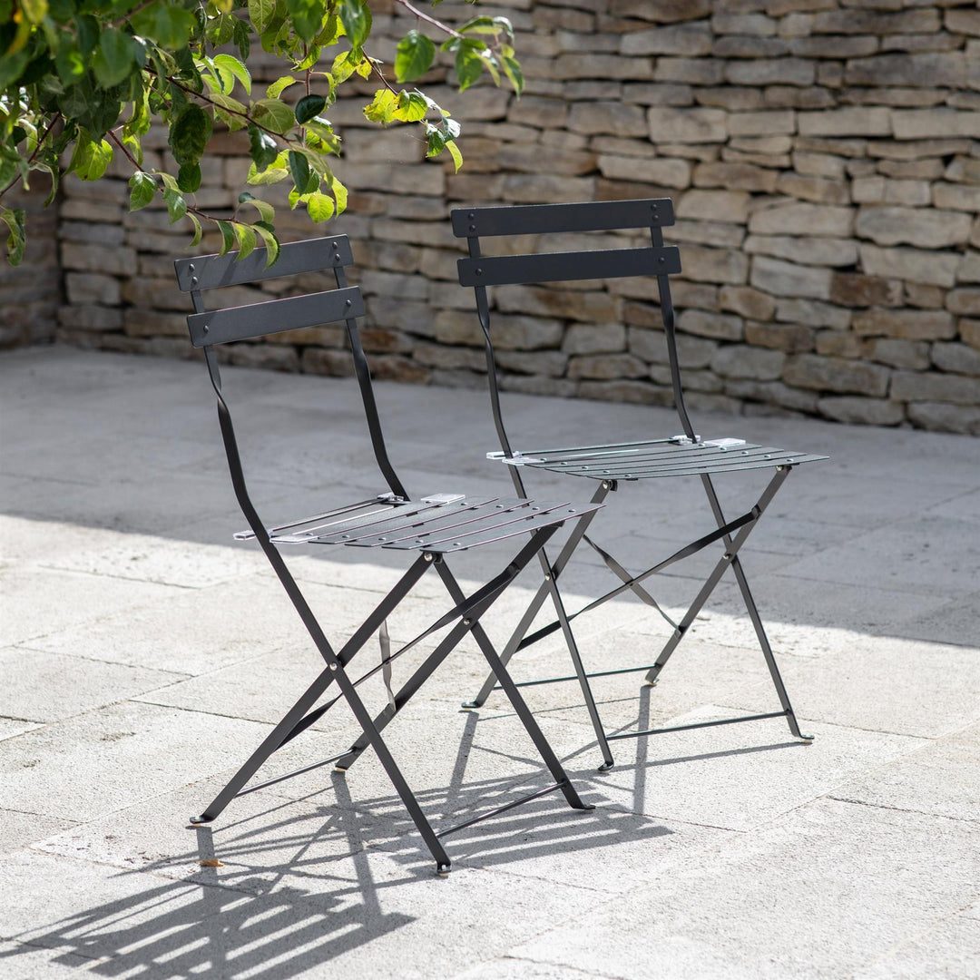 Garden Bistro Chairs in Carbon - Pair - Duck Barn Interiors