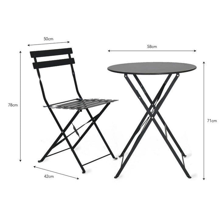 Garden Bistro Round Table and 2 Chairs in Carbon - Duck Barn Interiors