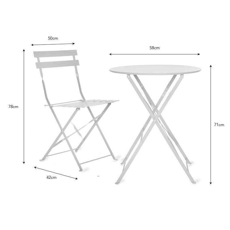 Garden Bistro Round Table and 2 Chairs in Chalk - Duck Barn Interiors