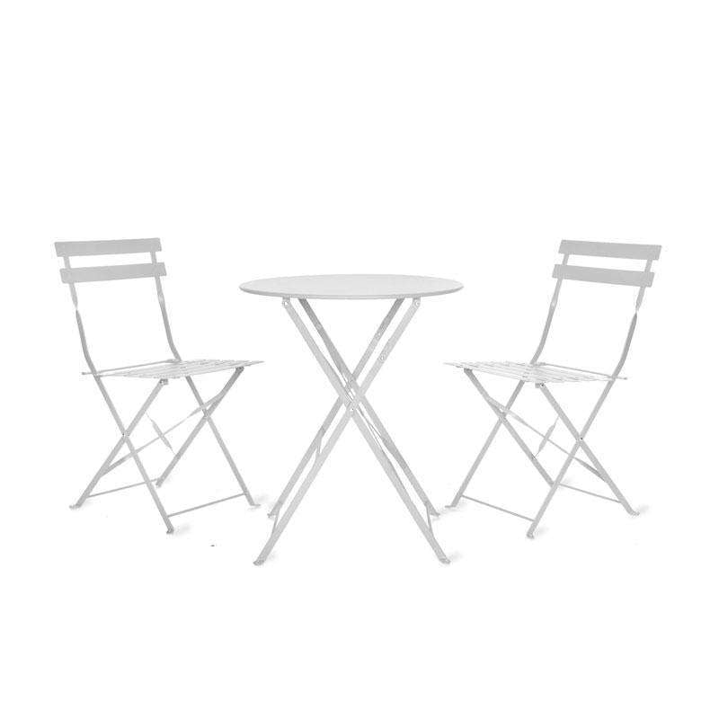 Garden Bistro Round Table and 2 Chairs in Chalk - Duck Barn Interiors