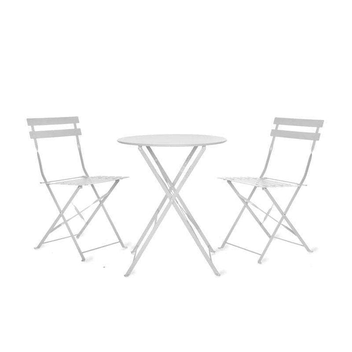 Garden Bistro Round Table and 2 Chairs in Chalk - Duck Barn Interiors