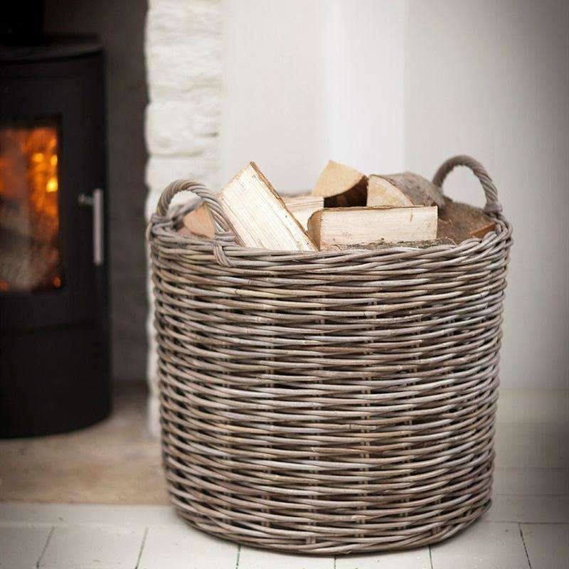 Rectangular Grey & Buff Rattan Storage Baskets - The Basket Company