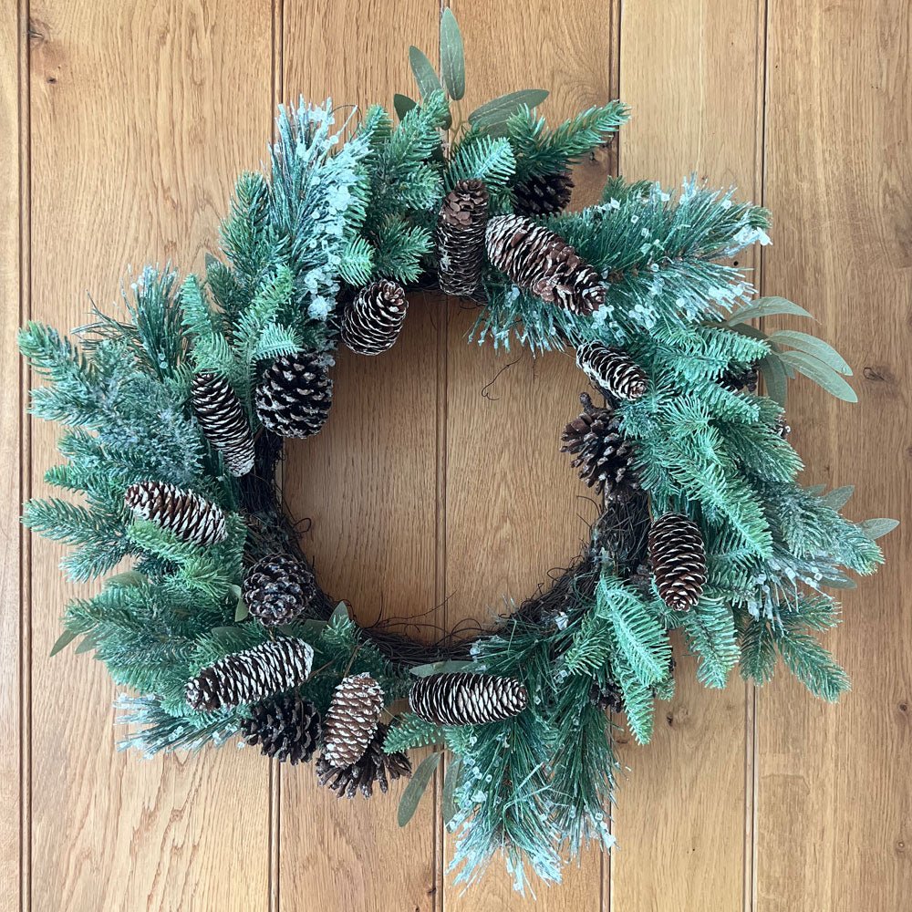 Gisela Graham Snowy Mixed Fir Cone Wreath2 - Duck Barn Interiors