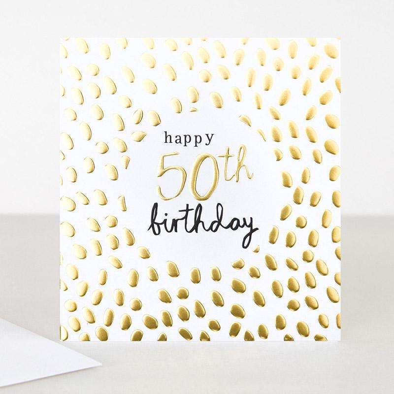 Gold 50th Birthday Card Card1 - Duck Barn Interiors