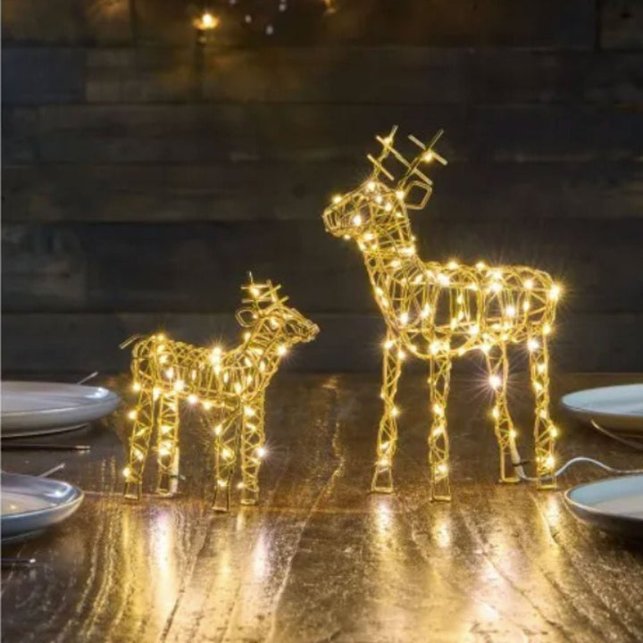 Gold Wire Reindeer with Warm White LEDs - Battery Powered - 2 Sizes2 - Duck Barn Interiors