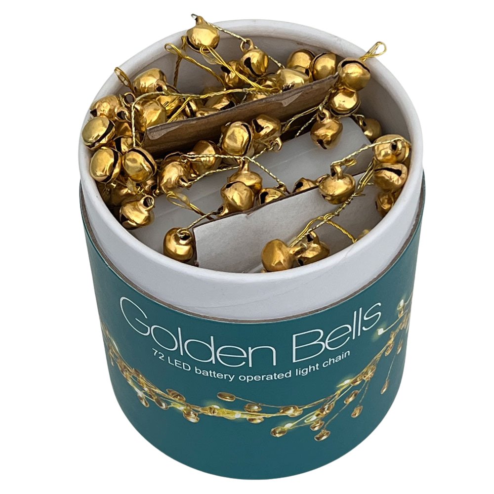 Golden Bells Twinkly Garland with Warm White LEDs - Battery Powered4 - Duck Barn Interiors