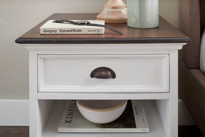 Halifax Accent White Painted Bedside Table with Shelves3 - Duck Barn Interiors