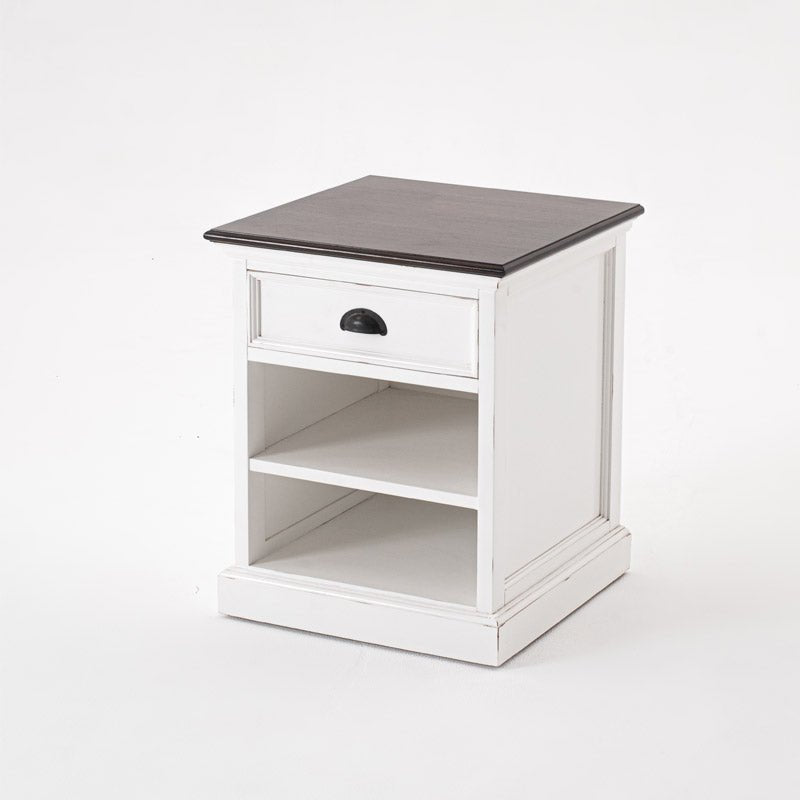 Halifax Accent White Painted Bedside Table with Shelves5 - Duck Barn Interiors