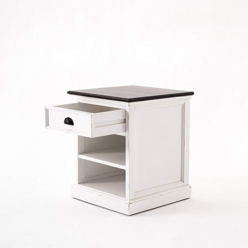 Halifax Accent White Painted Bedside Table with Shelves6 - Duck Barn Interiors