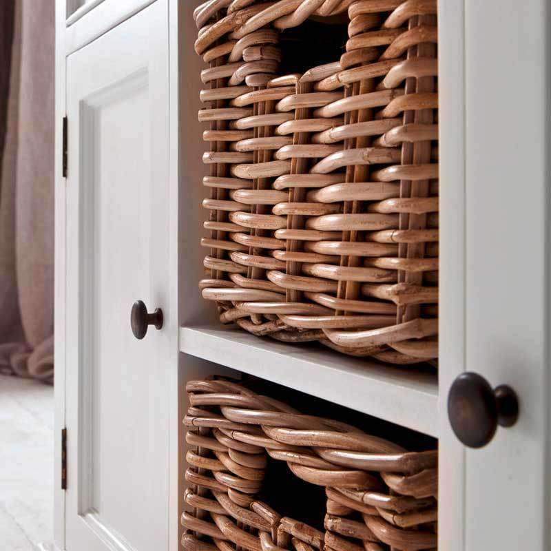 Halifax Contrast White Painted Buffet Sideboard with Rattan Baskets - Duck Barn Interiors