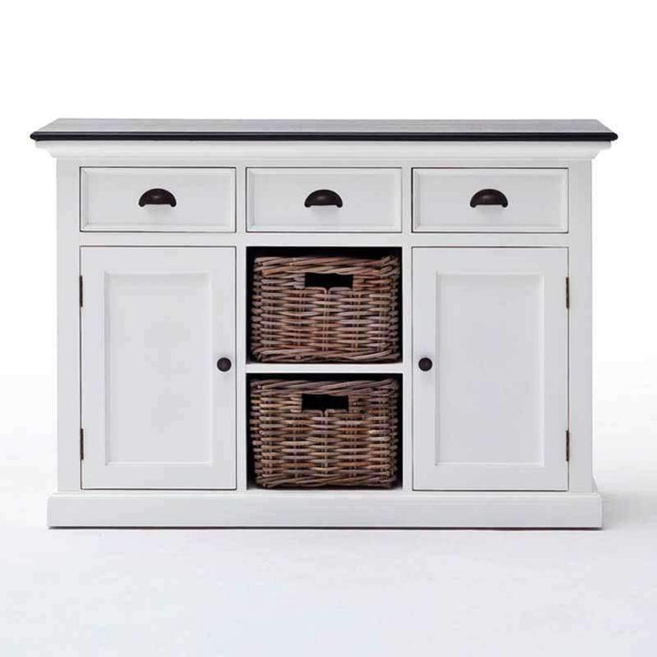 Halifax Contrast White Painted Buffet Sideboard with Rattan Baskets - Duck Barn Interiors