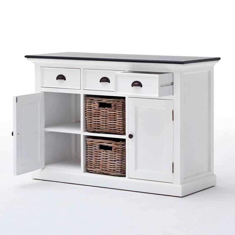 Halifax Contrast White Painted Buffet Sideboard with Rattan Baskets - Duck Barn Interiors