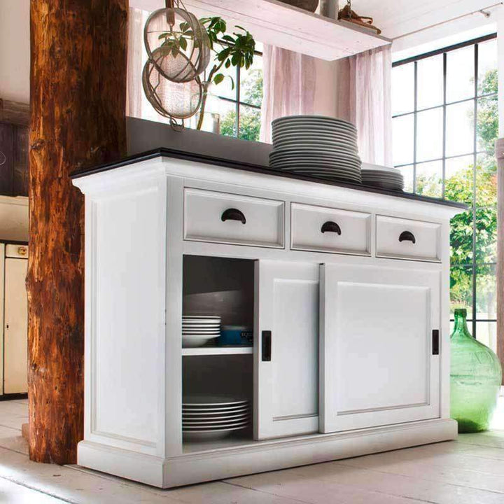 Halifax Contrast White Painted Buffet Sideboard with Sliding Doors1 - Duck Barn Interiors