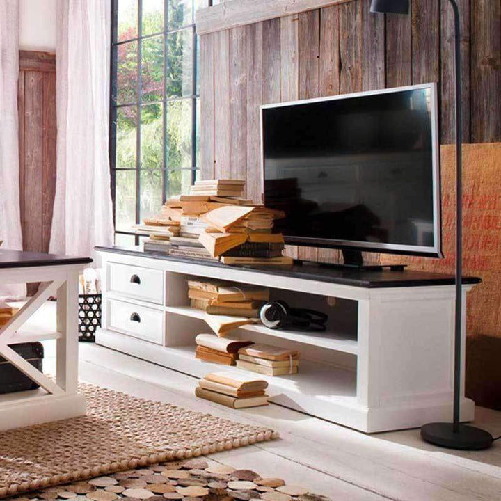 Halifax Contrast White Painted Large TV Unit1 - Duck Barn Interiors