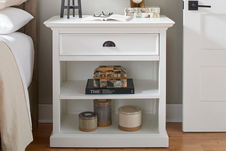 Halifax Grand White Painted Bedside Table with Shelves - Duck Barn Interiors