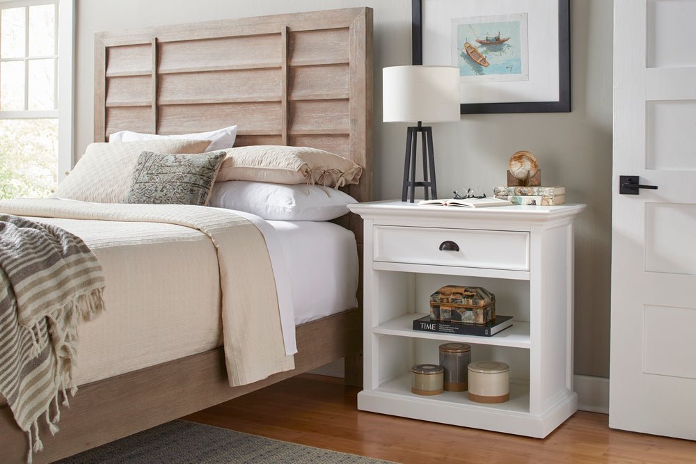 Halifax Grand White Painted Bedside Table with Shelves - Duck Barn Interiors