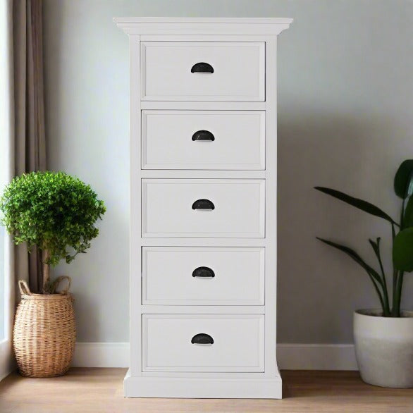 Halifax Grand White Painted Tallboy with 5 Drawers1 - Duck Barn Interiors