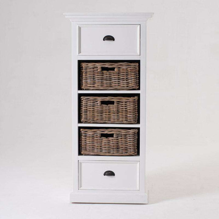 Halifax Grand White Painted Tallboy with Basket Set3 - Duck Barn Interiors