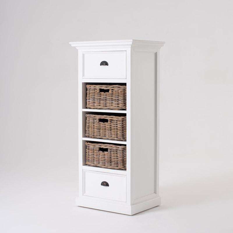 Halifax Grand White Painted Tallboy with Basket Set4 - Duck Barn Interiors