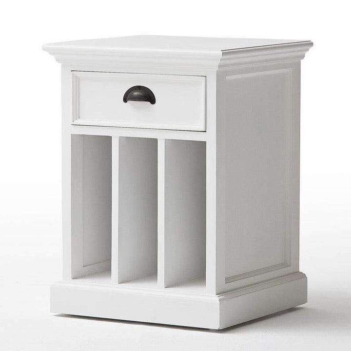 Halifax White Painted Bedside Table with Dividers4 - Duck Barn Interiors