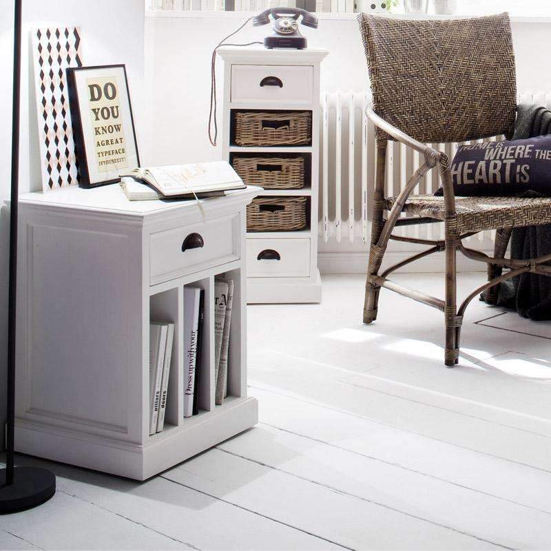 Halifax White Painted Bedside Table with Dividers2 - Duck Barn Interiors