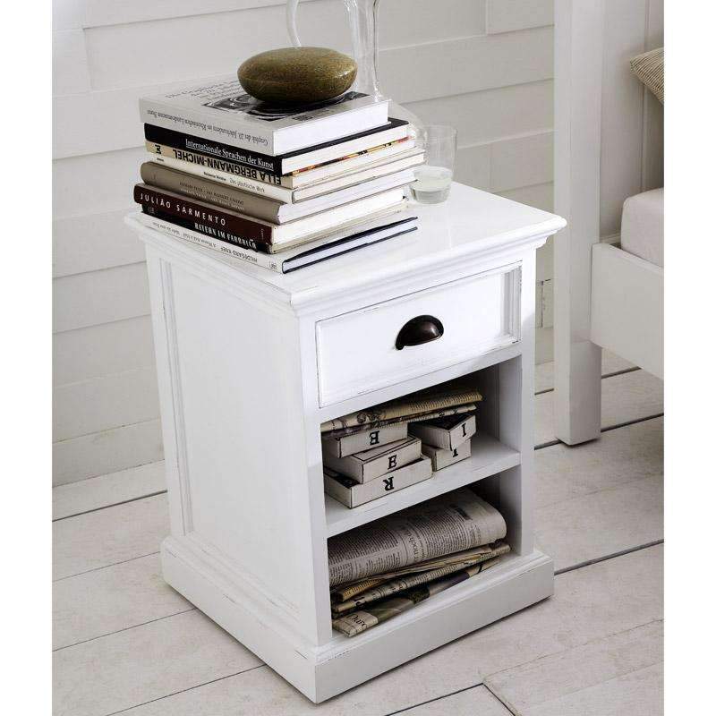 Halifax White Painted Bedside Table with Shelves1 - Duck Barn Interiors