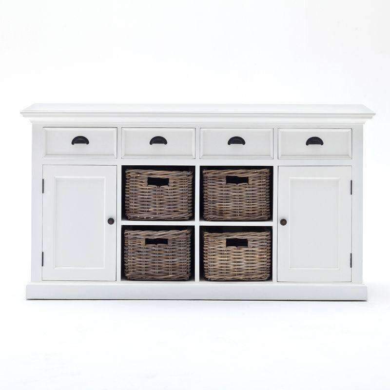 Halifax White Painted Buffet Sideboard with 4 Basket Set4 - Duck Barn Interiors