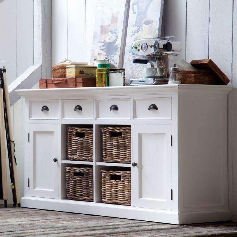 Halifax White Painted Buffet Sideboard with 4 Basket Set2 - Duck Barn Interiors