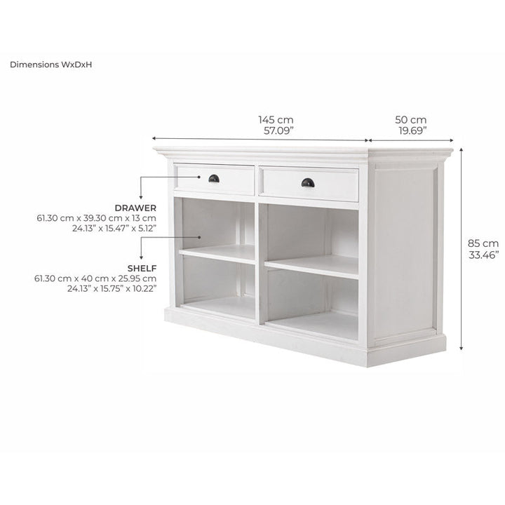 Halifax White Painted Buffet with 2 Drawers7 - Duck Barn Interiors