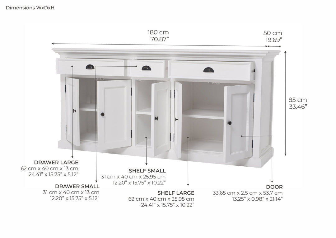 Halifax White Painted Buffet with 5 Doors & 3 Drawers5 - Duck Barn Interiors