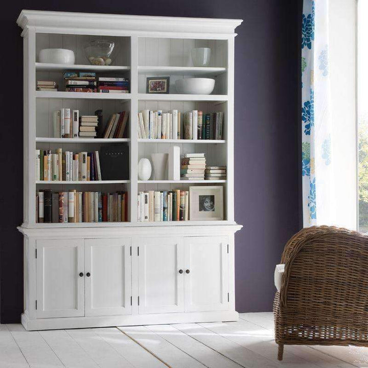 Halifax White Painted Double Bay Hutch Display Unit1 - Duck Barn Interiors