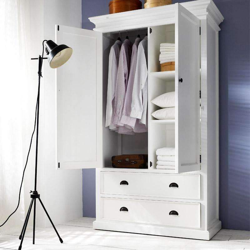 Halifax White Painted Double Wardrobe With Drawers - Duck Barn Interiors