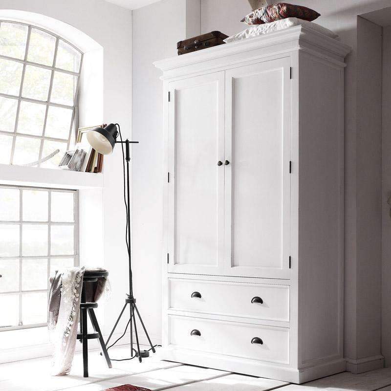 Halifax White Painted Double Wardrobe With Drawers - Duck Barn Interiors