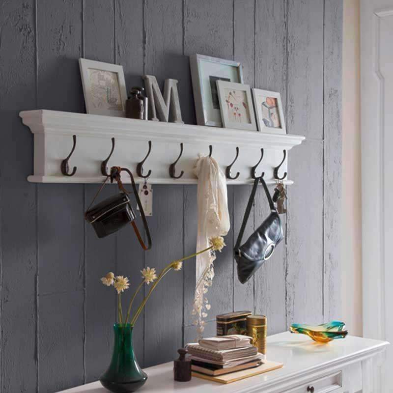 Halifax White Painted Eight Hook Coat Rack - Duck Barn Interiors