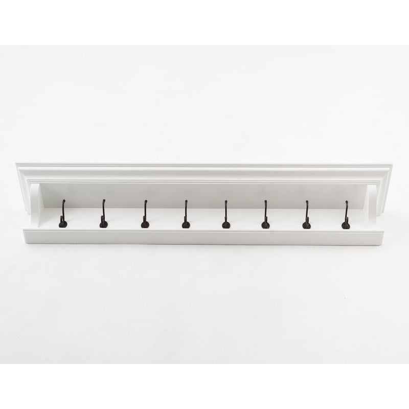 Halifax White Painted Eight Hook Coat Rack Shelf3 - Duck Barn Interiors