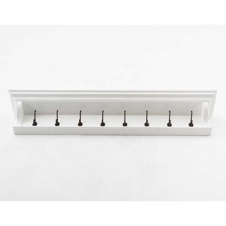 Halifax White Painted Eight Hook Coat Rack Shelf3 - Duck Barn Interiors