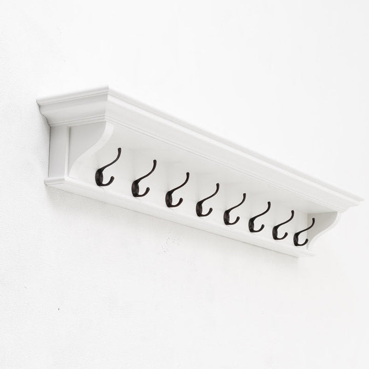 Halifax White Painted Eight Hook Coat Rack Shelf1 - Duck Barn Interiors