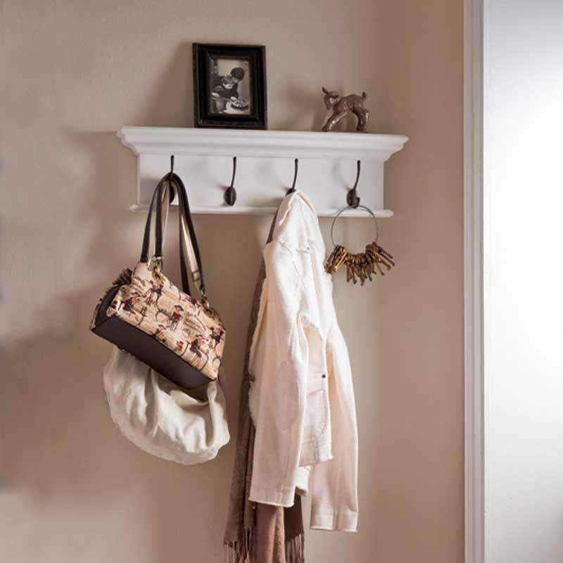 Halifax White Painted Four Hook Coat Rack - Duck Barn Interiors