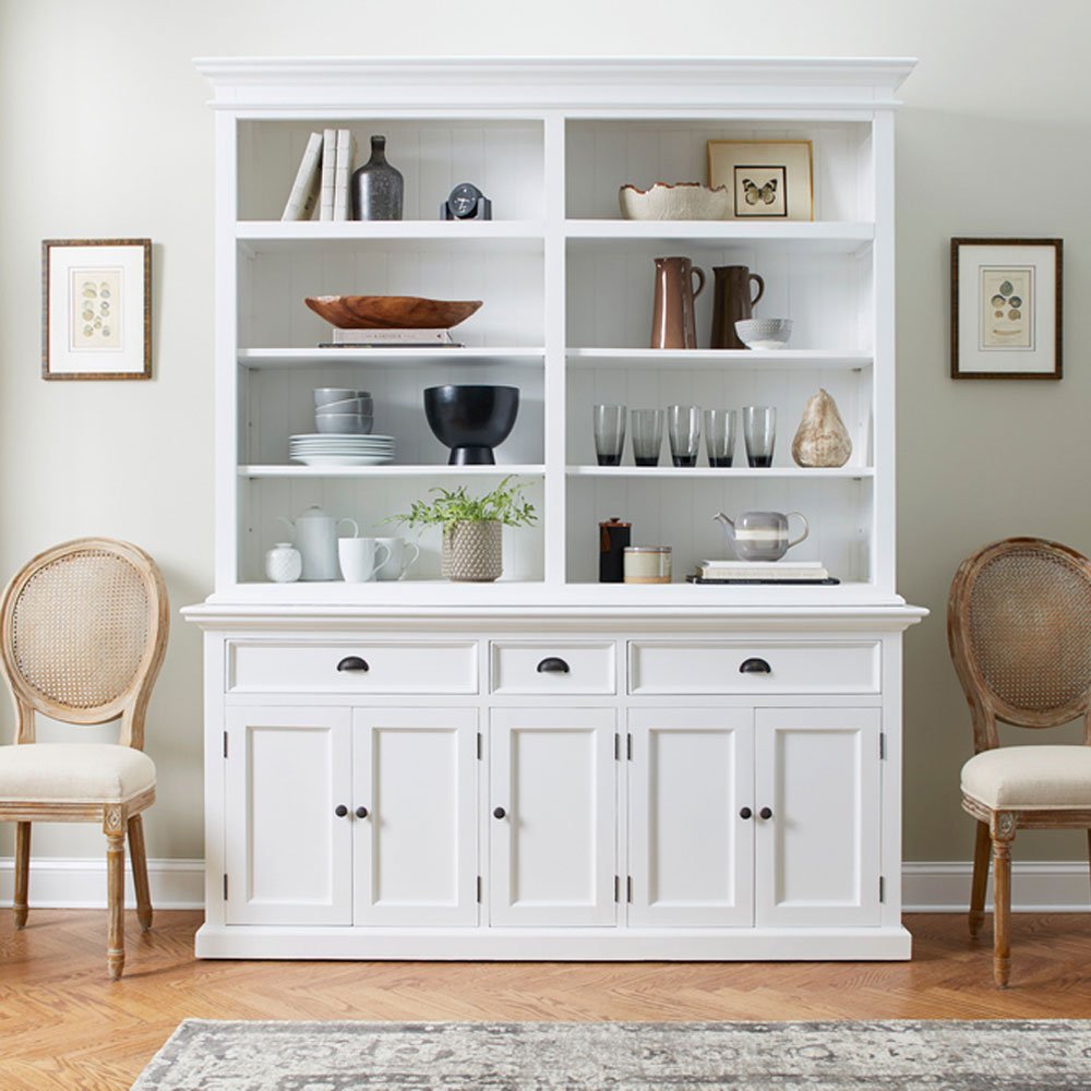 Halifax White Painted Hutch Bookcase Unit1 - Duck Barn Interiors