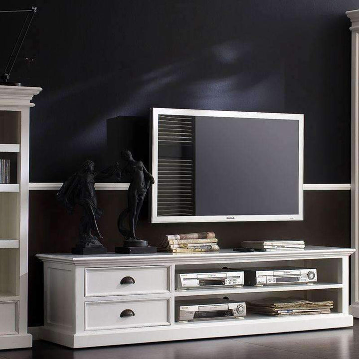 Halifax White Painted Large TV Unit1 - Duck Barn Interiors