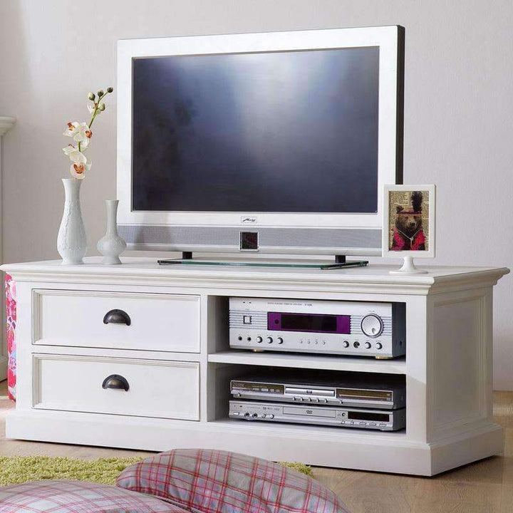 Halifax White Painted Medium TV Unit1 - Duck Barn Interiors