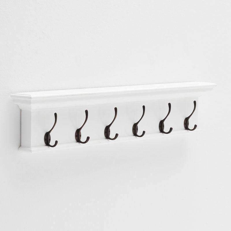 Halifax White Painted Six Hook Coat Rack - Duck Barn Interiors