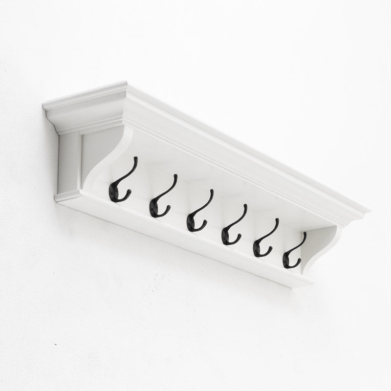 Halifax White Painted Six Hook Coat Rack Shelf3 - Duck Barn Interiors