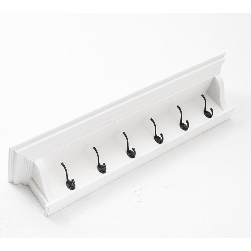 Halifax White Painted Six Hook Coat Rack Shelf - Duck Barn Interiors