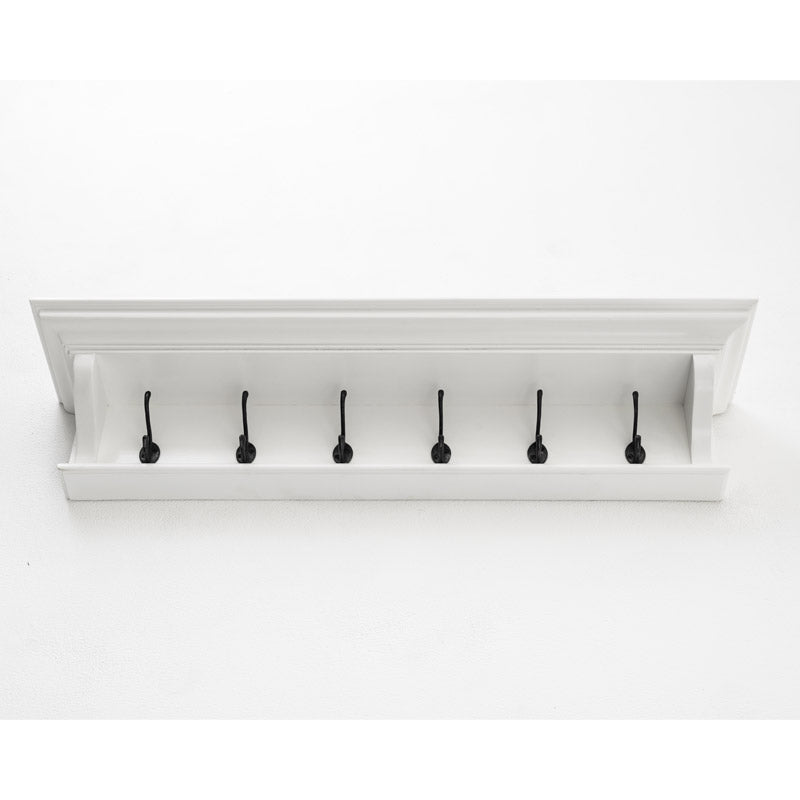 Halifax White Painted Six Hook Coat Rack Shelf - Duck Barn Interiors