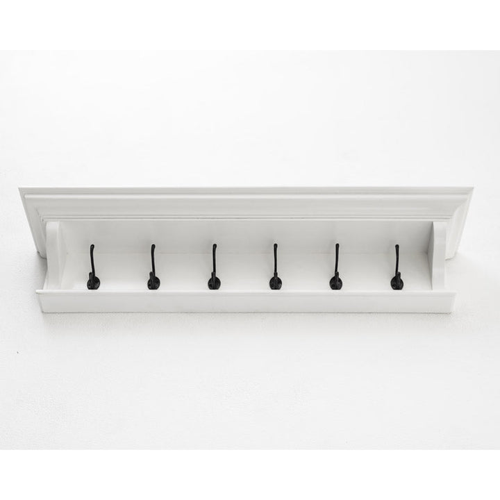 Halifax White Painted Six Hook Coat Rack Shelf1 - Duck Barn Interiors