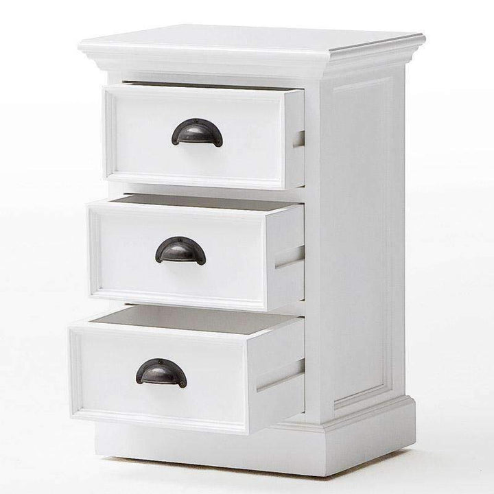 Halifax White Painted Small 3 Drawer Bedside Cabinet - Duck Barn Interiors