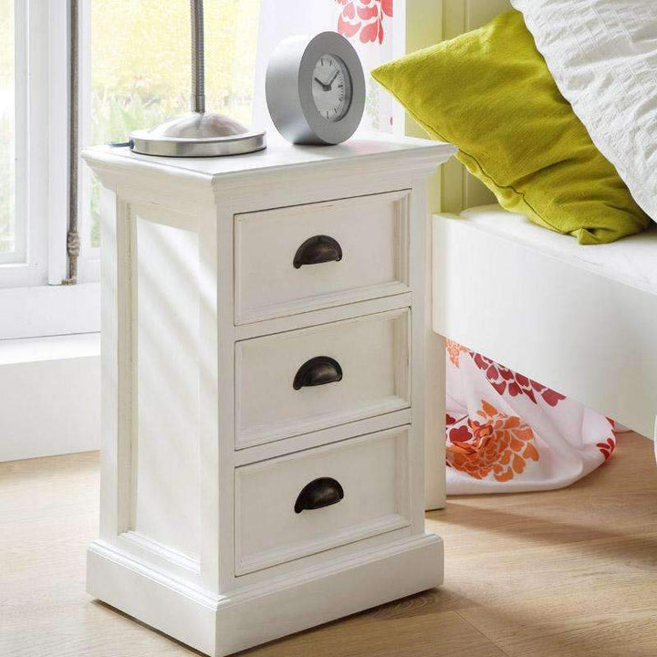 Halifax White Painted Small 3 Drawer Bedside Cabinet - Duck Barn Interiors