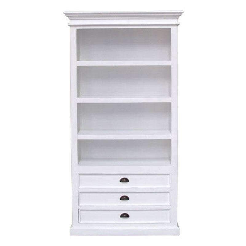 Halifax White Painted Tall Bookcase With 3 Low Drawers3 - Duck Barn Interiors